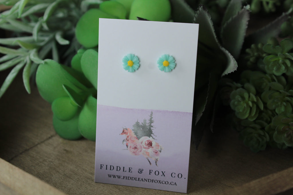 Teal Daisy Earrings