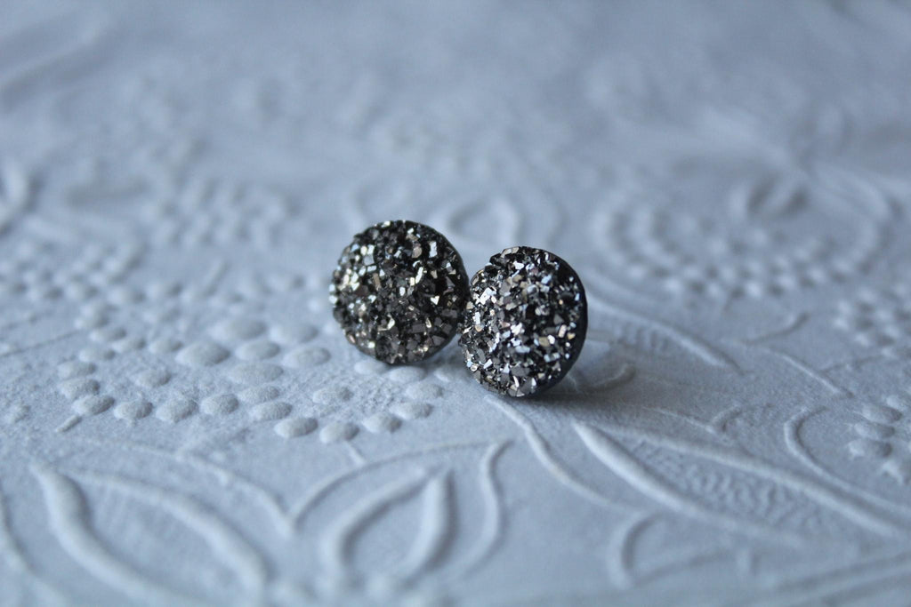 12mm Flat Gunmetal Hypoallergenic