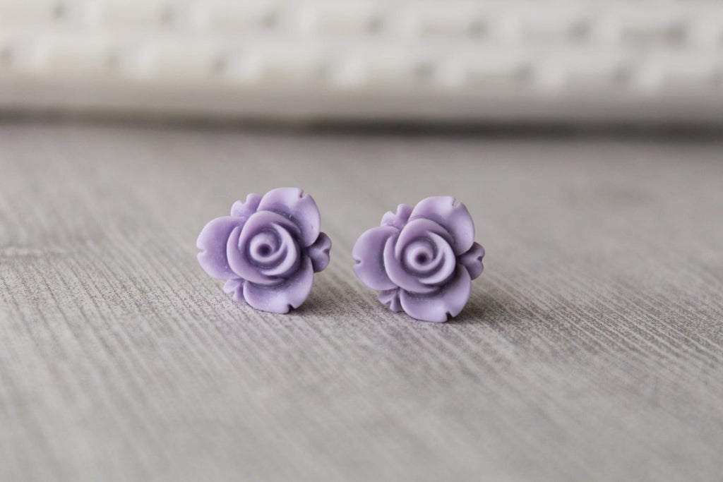 Lavender Rose Earrings