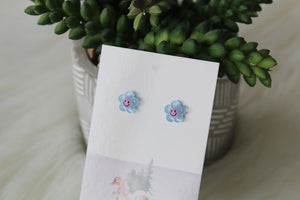 8mm Blue Smiley Earrings