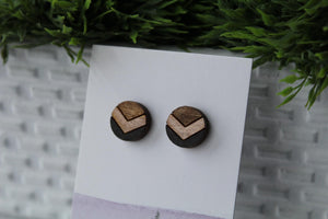 Chevron Wood Grey/Rose Gold Earrings