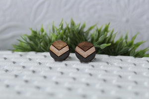 Chevron Wood Grey/Rose Gold Earrings