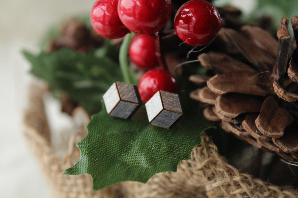 Silver/Black Wood Earrings