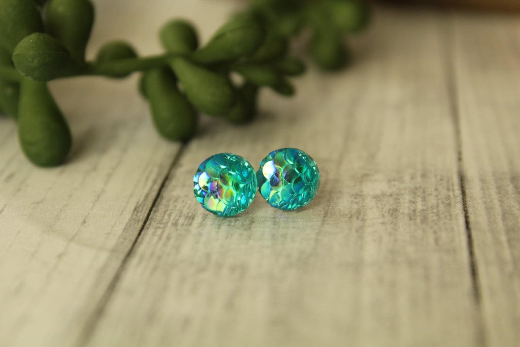 8mm Green Mermaid Earrings