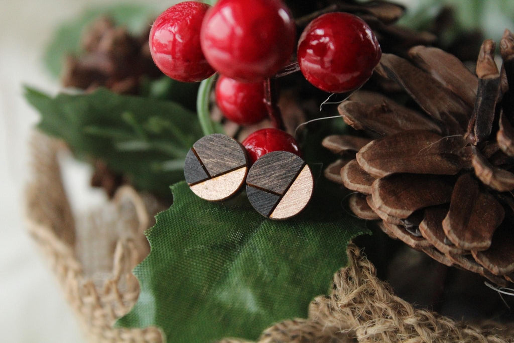 Rose Gold/Black Wood Earrings